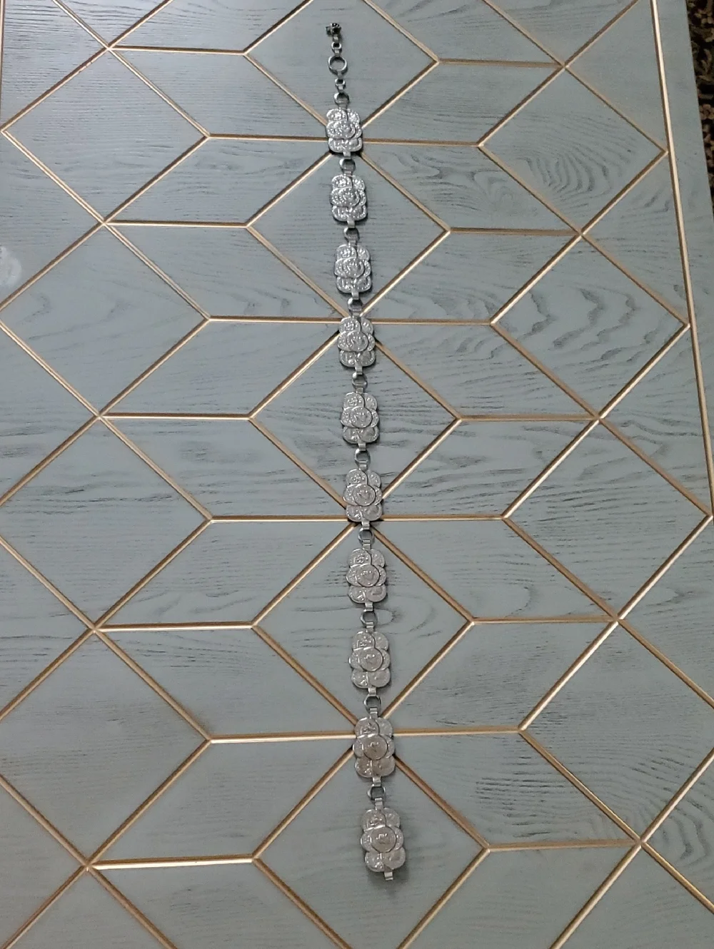 Silver-Tone Metal Coin Charm Chain Belt.